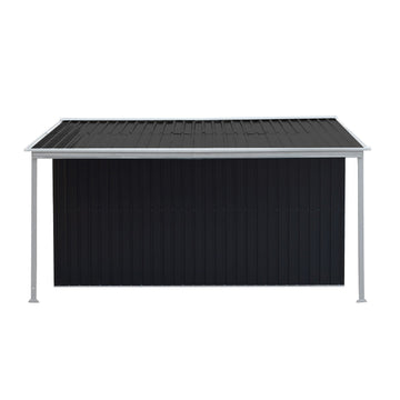 Wallaroo 10x8ft Zinc Steel Garden Shed with Open Storage - Black